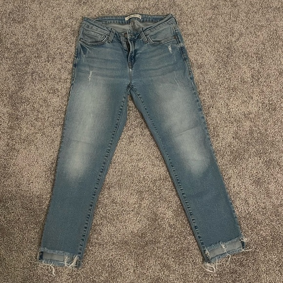 Mavi Ada Mid Rise Distressed Light Blue Wash  Boyfriend Jeans 24X25 - Picture 1 of 8